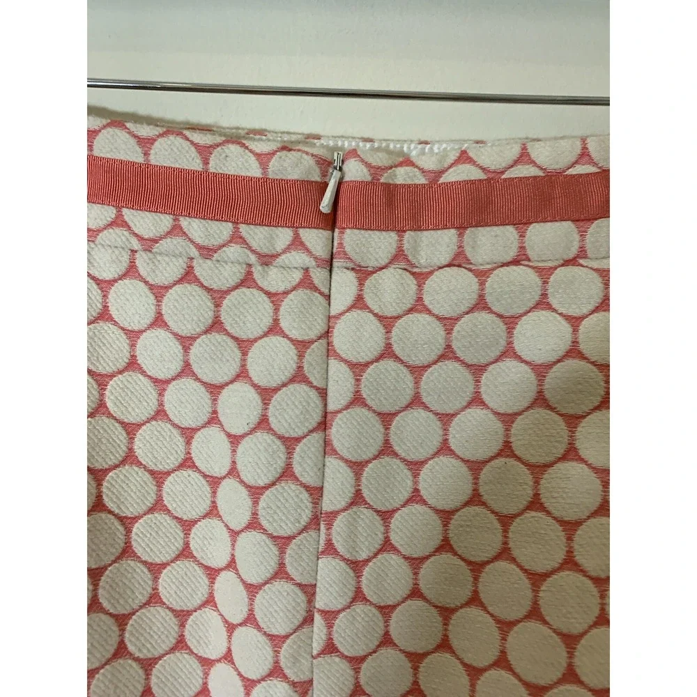 Boden Skirt Womens 10 Ivory Pink Pencil Polka Dot Woven Stretch Career‎ Church